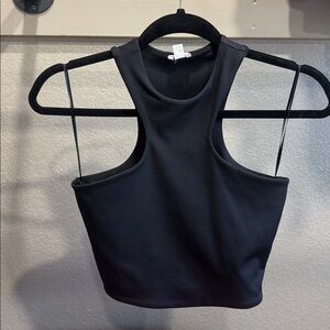Black Crop Tank Top with Cut Out